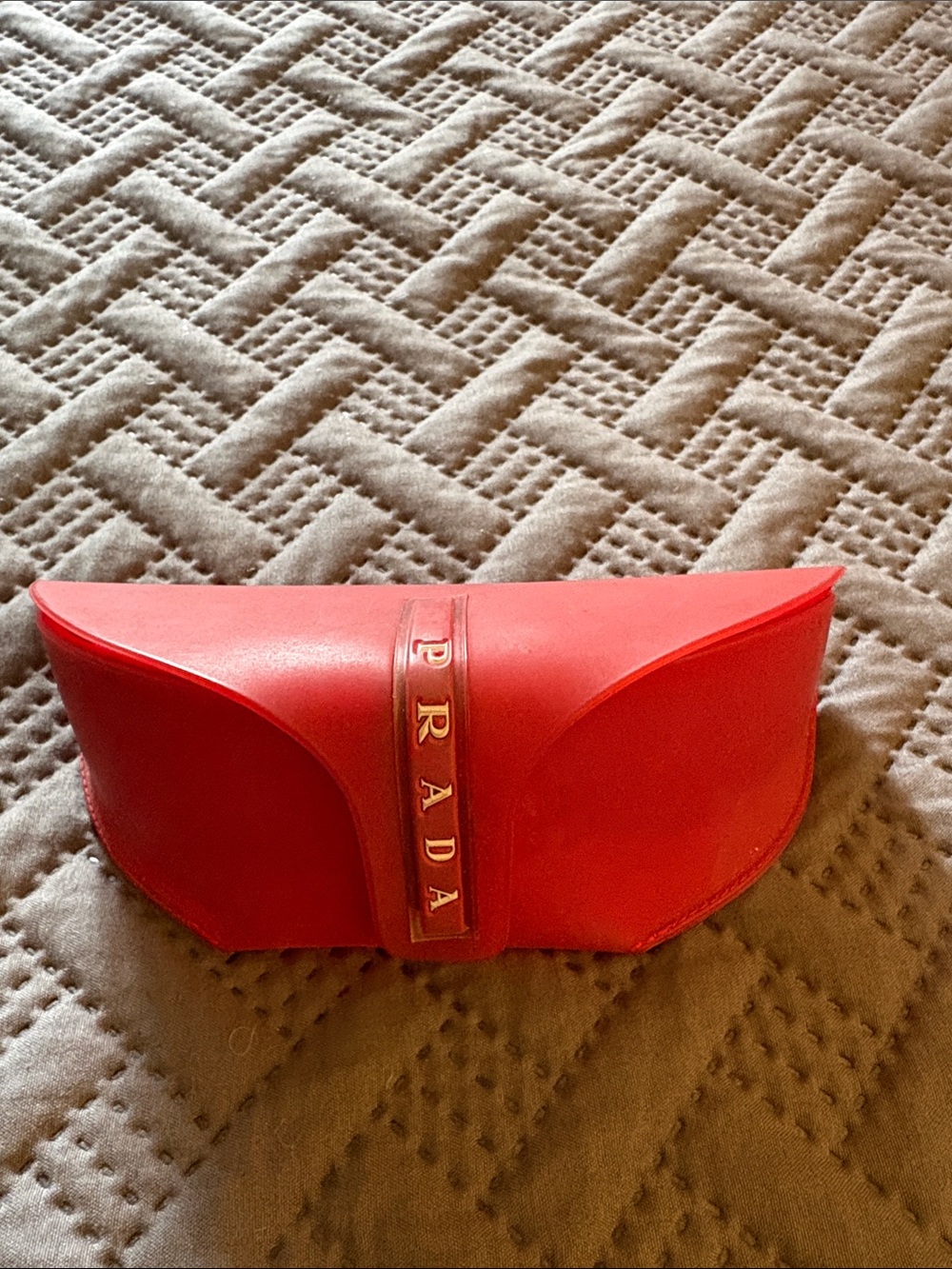 Prada Red Sunglasses Case with White Logo